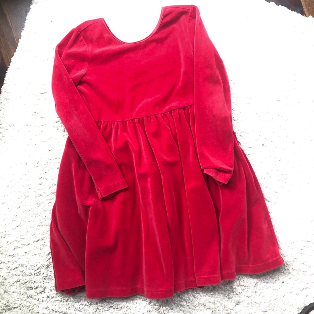 Little girls red velvet dress.